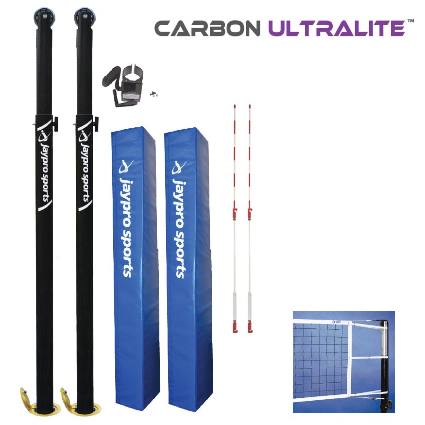 Carbon Ultralite Volleyball System (3-1/2 in. Floor Sleeve) - NFHS, NCAA, USVBA Compliant