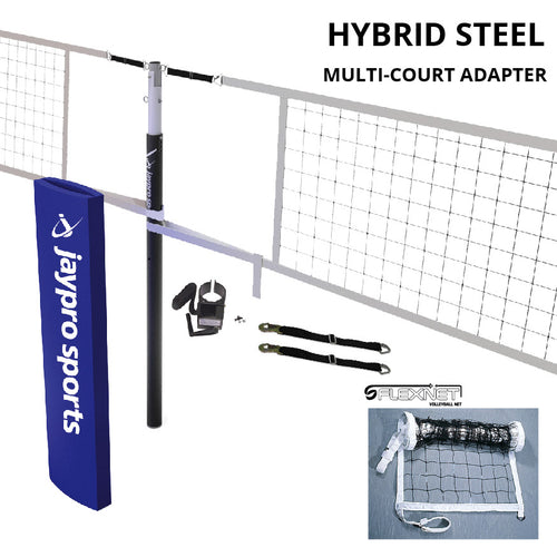 Hybrid Steel Volleyball Net Center Upright System (3-1/2 in. Floor Sleeve) - NFHS, NCAA, USVBA Compliant
