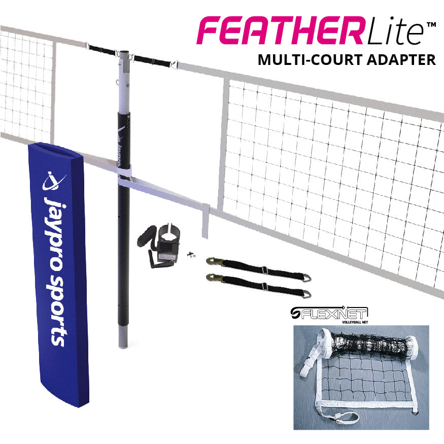 FeatherLite Volleyball Net Center Upright System (3 in. Floor Sleeve) - NFHS, NCAA, USVBA Compliant