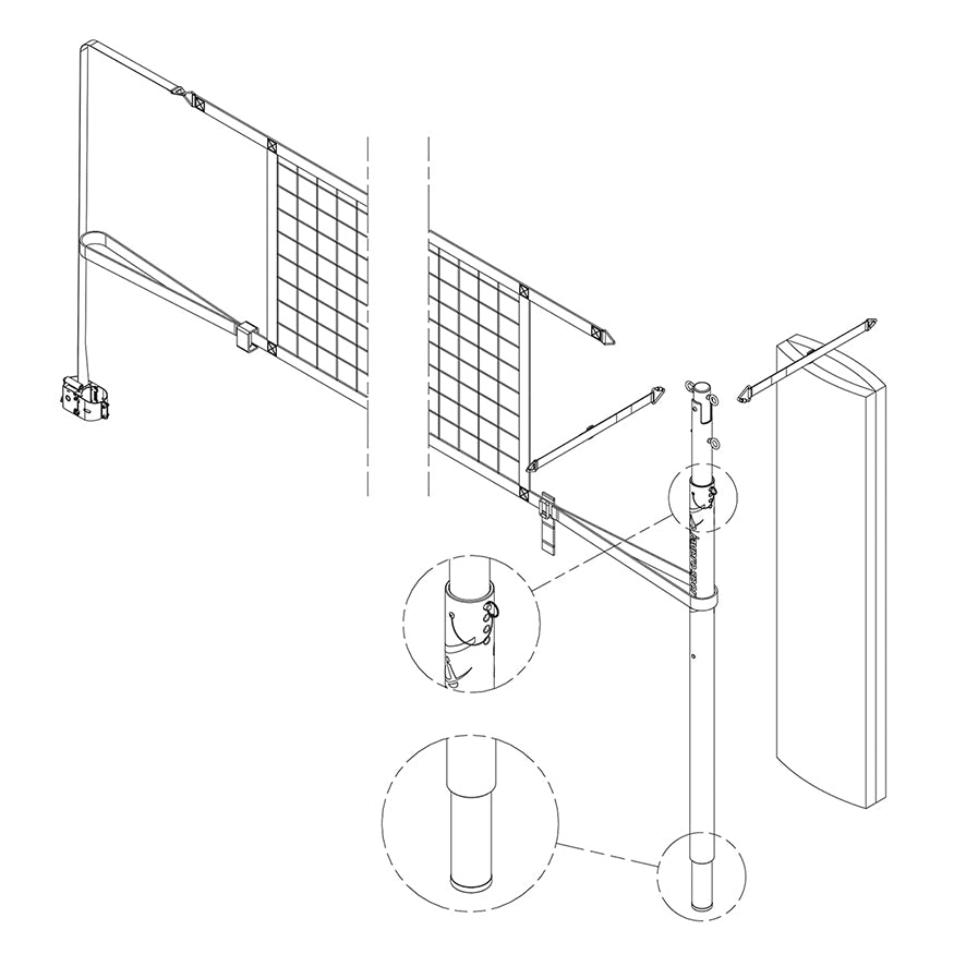 FeatherLite Volleyball Net Center Upright System with Custom Graphics (3 in. Floor Sleeve) - NFHS, NCAA, USVBA Compliant