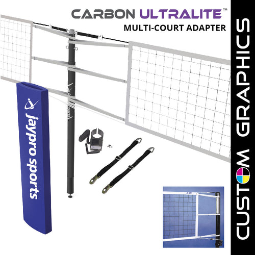 Carbon Ultralite Volleyball Net Center Upright System with Custom Graphics (3-1/2 in. Floor Sleeve) - NFHS, NCAA, USVBA Compliant
