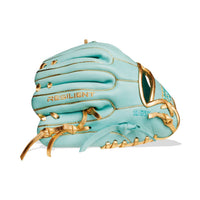 Thumbnail for Mint green baseball glove with gold lacing and 