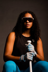 Thumbnail for Resilient Championship Fastpitch Batting gloves - Grey and Angel Blue
