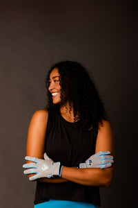 Thumbnail for Resilient Championship Fastpitch Batting gloves - Grey and Angel Blue