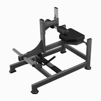 Thumbnail for Gray seated calf raise machine with black seat and roller pads on a white background.