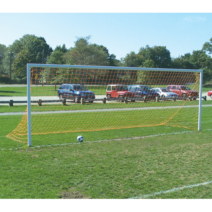Soccer Goals - Team Official Round Goal - Semi-Permanent (8 ft.H x 24 ft.W x 4 ft.B x 10 ft.D) - NFHS, NCAA Compliant