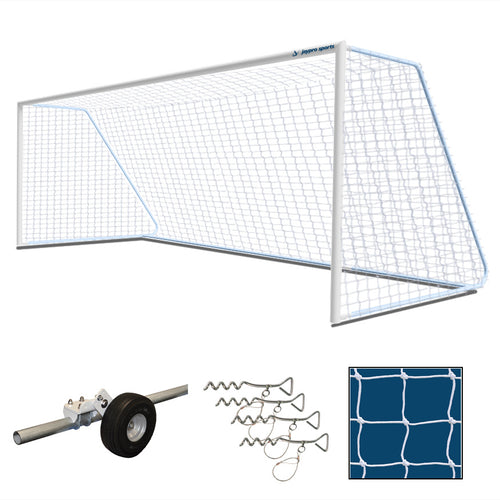 Soccer Goal - Classic Official Round Goal Package (8 ft.H x 24 ft.W x 4 ft. x 10 ft.) - NFHS, NCAA, FIFA Compliant