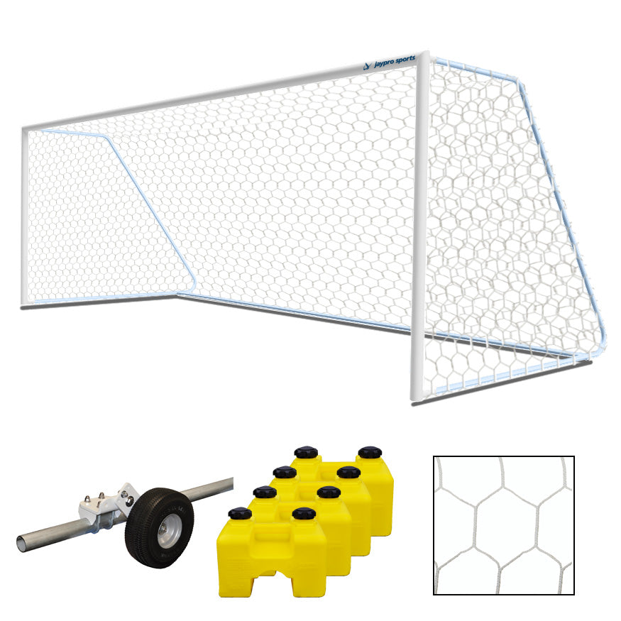 Soccer Goals - Classic Official Round Goal Deluxe Package (8 ft.H x 24 ft.W x 4 ft.B x 10 ft.D) - NFHS, NCAA, FIFA Compliant