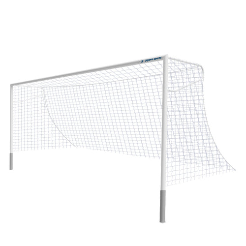 Soccer Goals - Classic Official Round Goal - Semi-Permanent with European Backstays (8 ft.H x 24 ft.W x 4 ft.B x 10 ft.D) - NFHS, NCAA, FIFA Compliant