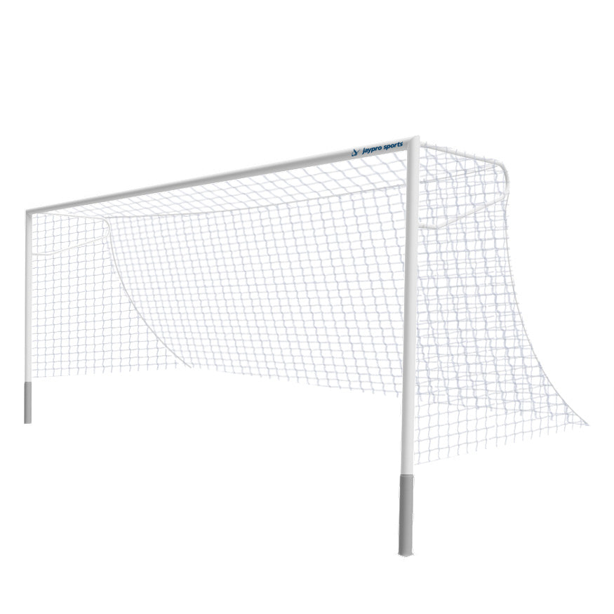 Soccer Goals - Classic Official Round Goal - Semi-Permanent with European Backstays (8 ft.H x 24 ft.W x 4 ft.B x 10 ft.D) - NFHS, NCAA, FIFA Compliant