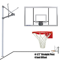 Thumbnail for Basketball System - Straight Post (4-1/2 in. Pole with 4 ft. Offset) - 72 in. Acrylic Backboard - Flex Rim Goal