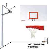 Thumbnail for Basketball System - Straight Post (4-1/2 in. Pole with 4 ft. Offset) - 72 in. Steel Backboard - Playground Goal