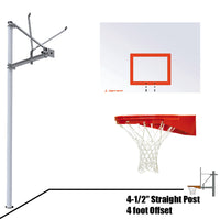 Thumbnail for Basketball System - Straight Post (4-1/2 in. Pole with 4 ft. Offset) - 60 in. Steel Backboard - Playground Goal