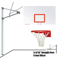 Thumbnail for Basketball System - Straight Post (5-9/16 in. Pole with 6 ft. Offset) - 72 in. Steel Backboard - Flex Rim Goal