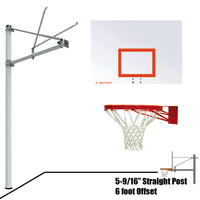 Thumbnail for Basketball System - Straight Post (5-9/16 in. Pole with 6 ft. Offset) - 60 in. Steel Backboard - Double Rim