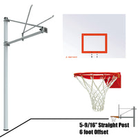 Thumbnail for Basketball System - Straight Post (5-9/16 in. Pole with 6 ft. Offset) - 60 in. Steel Backboard - Flex Rim Goal