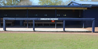 Thumbnail for Navy square rail padding printed with Charleston Southern on a dugout rail