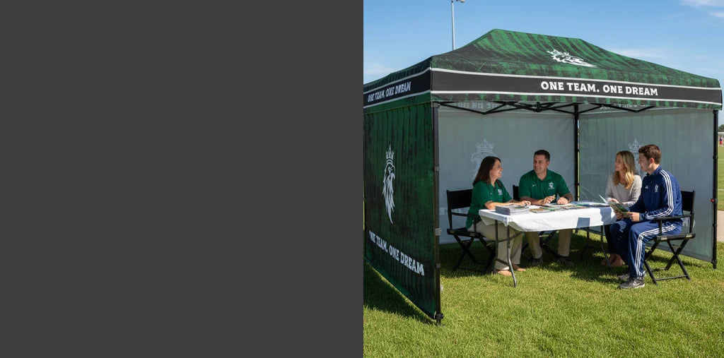 Personalized 10' x 15' outdoor event tent for brands, teams, and promotions