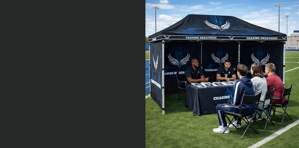 Personalized 10' x 20' outdoor event tent for brands, teams, and promotions