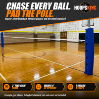 Thumbnail for Royal blue wrap-around pad covering a volleyball standard upright beside the net in a school gym