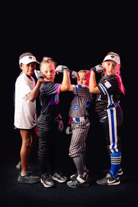 Thumbnail for Youth Fastpitch Batting Gloves - Grey and Navy Blue