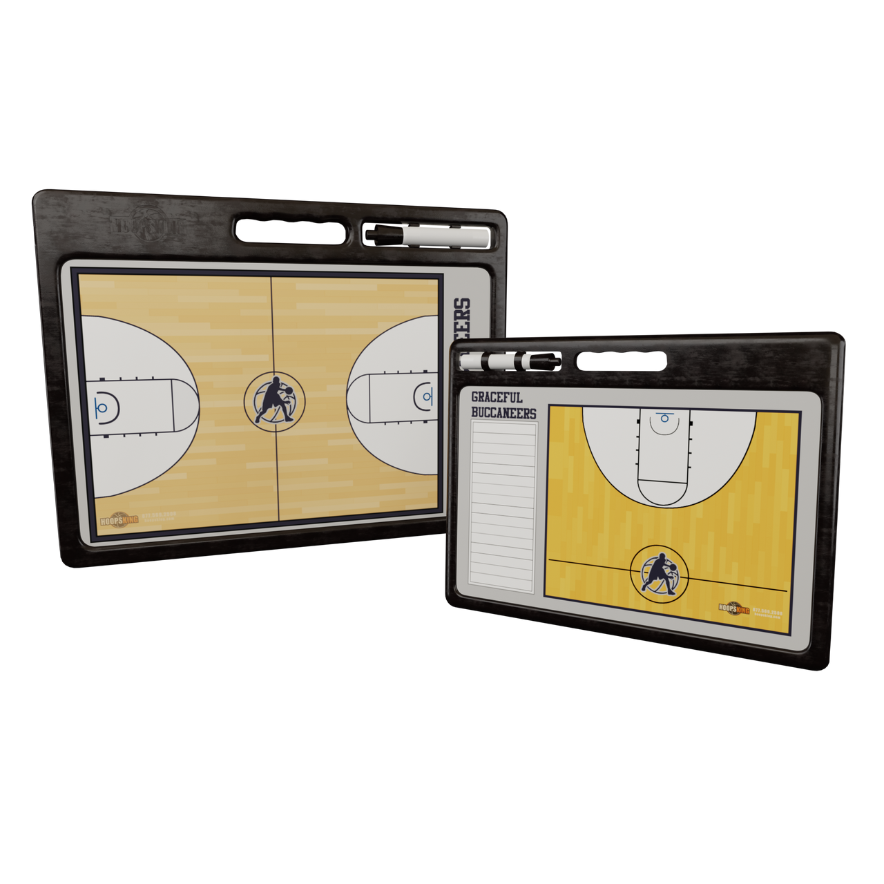 Pizarra blanca de baloncesto profesional personalizada con mango | 2 caras 