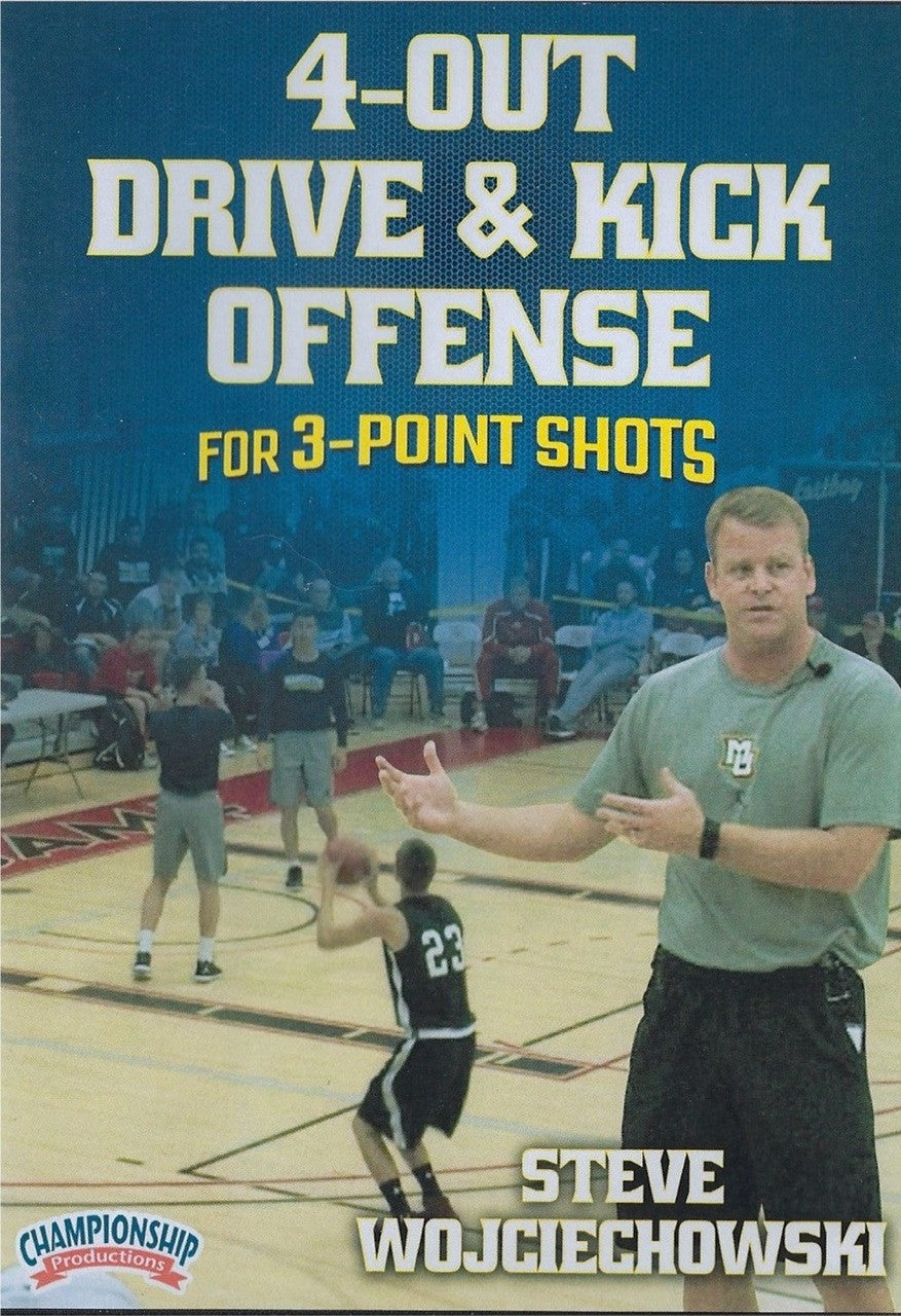 4 Out Drive & Kick Offense For 3 Point Shots by Steve Wojciechowski Instructional Basketball Coaching Video