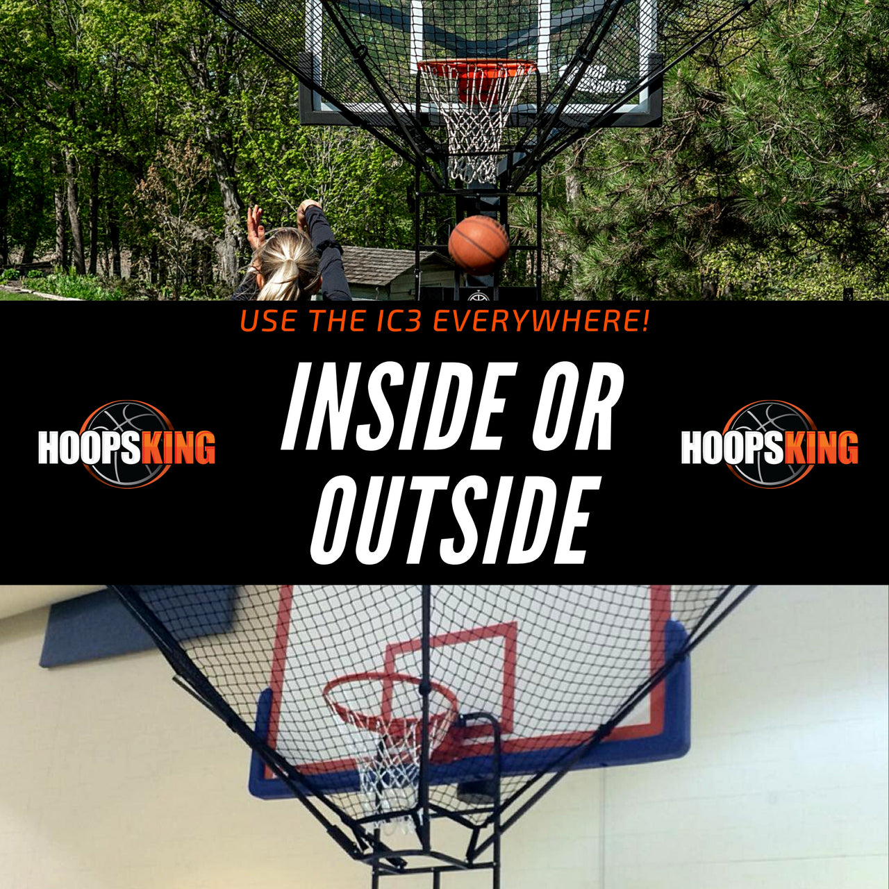 Use the iC3 Basketball Rebounder Inside Your Gym or Outside