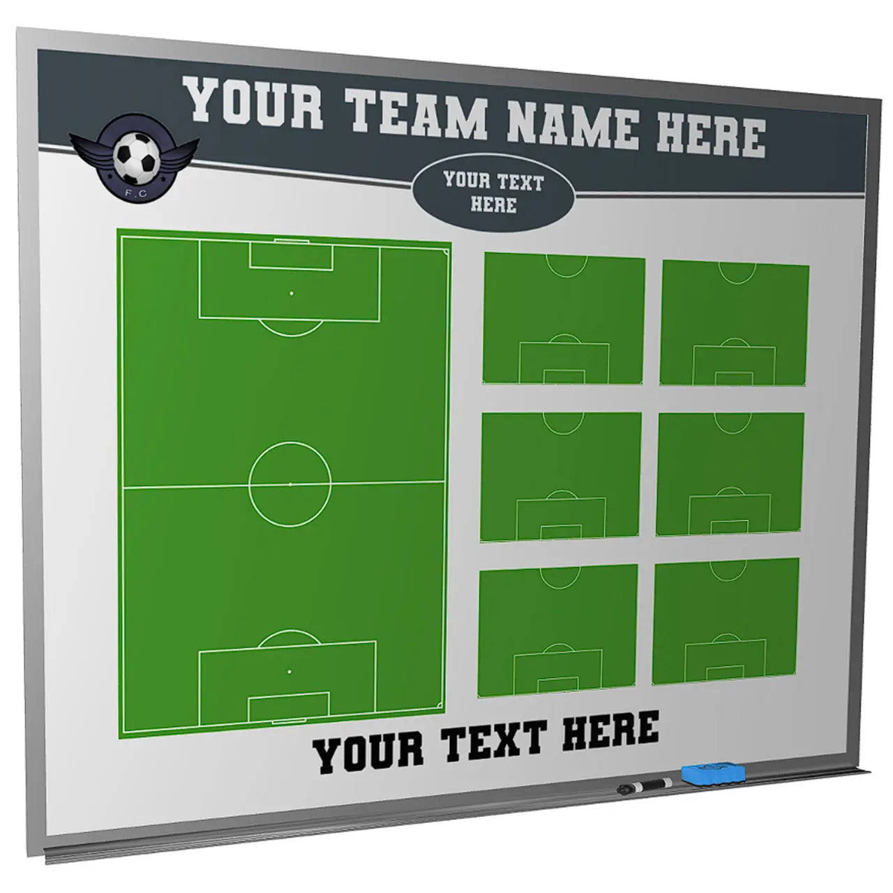 Custom Soccer Magnetic Whiteboard Locker Room Dry Erase 5 x 4 Feet