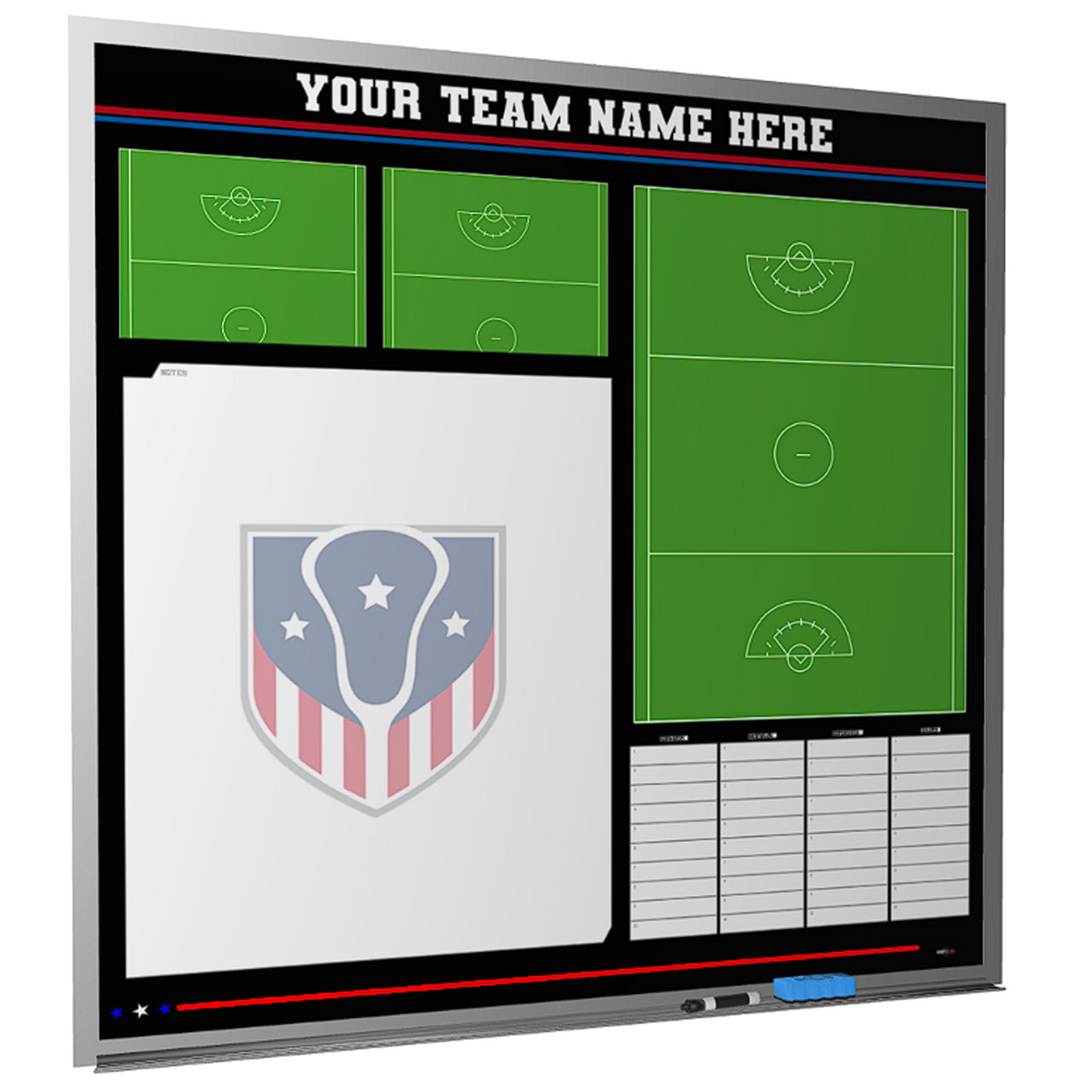 Custom lacrosse magnetic whiteboard locker room