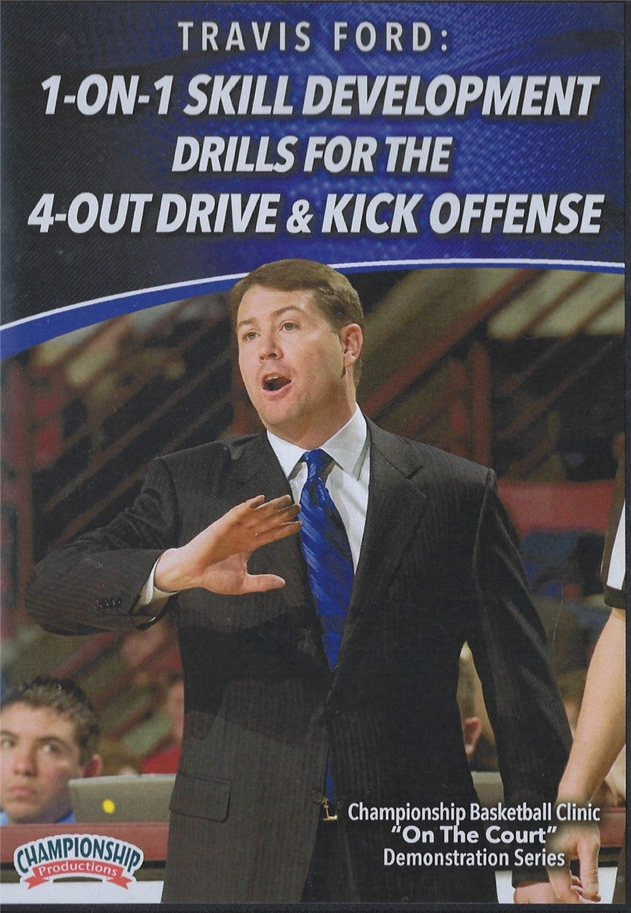 1 on 1 Skill Development for the 4 Out Drive & Kick Offense by Travis Ford Instructional Basketball Coaching Video