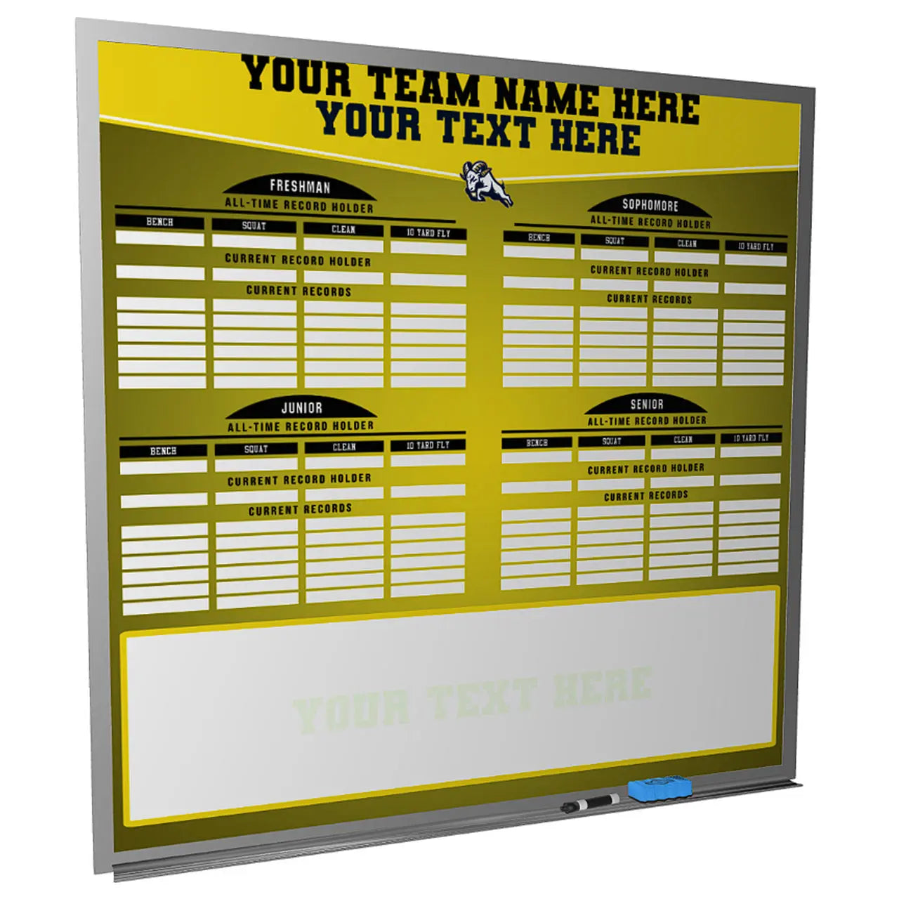 Football Wall Mounted Locker Room Magnetic Whiteboard HoopsKing