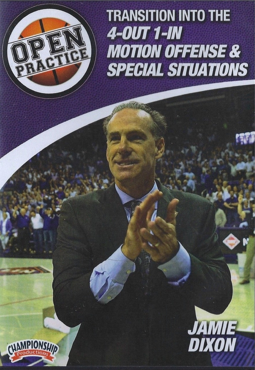 Transition Into The 4 Out 1 In Motion Offense & Special Situations by Jamie Dixon Instructional Basketball Coaching Video