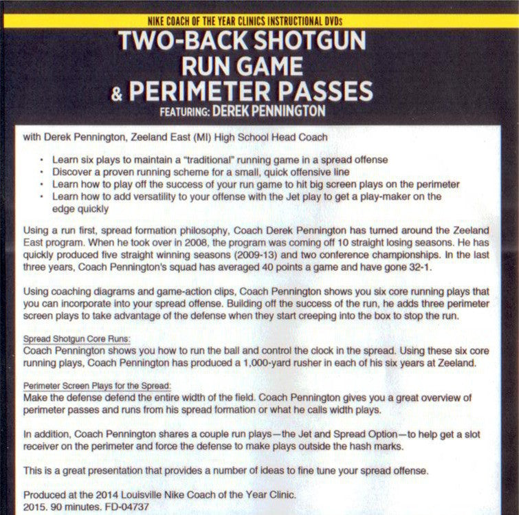 (Rental)-Two Back Shotgun Run Game & Perimeter Passes