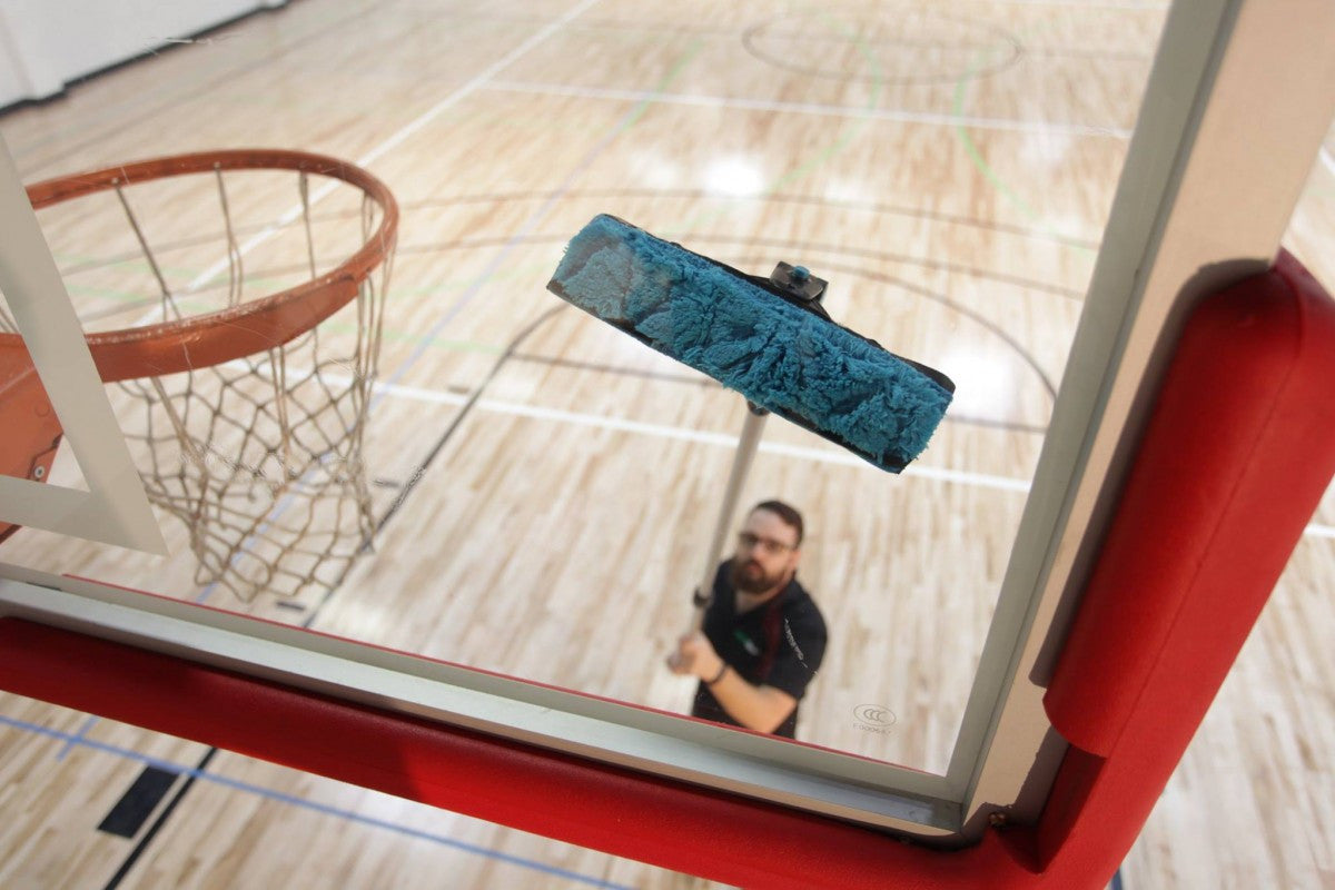 microfiber pad to clean glass or acrylic basketball backboard