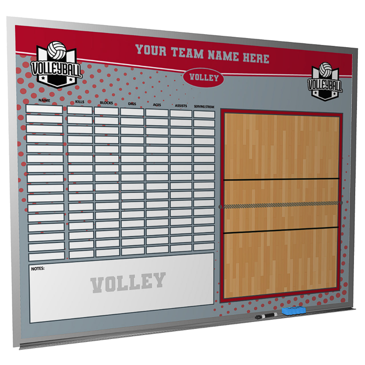 custom volleyball whiteboard magnetic dry erase locker room
