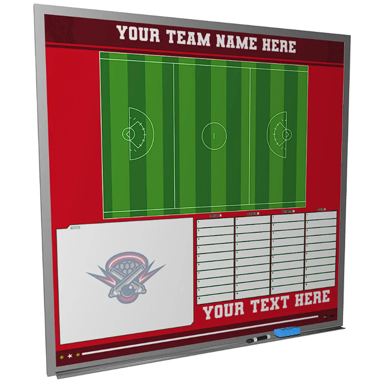 Custom lacrosse magnetic whiteboard locker room wall mounted