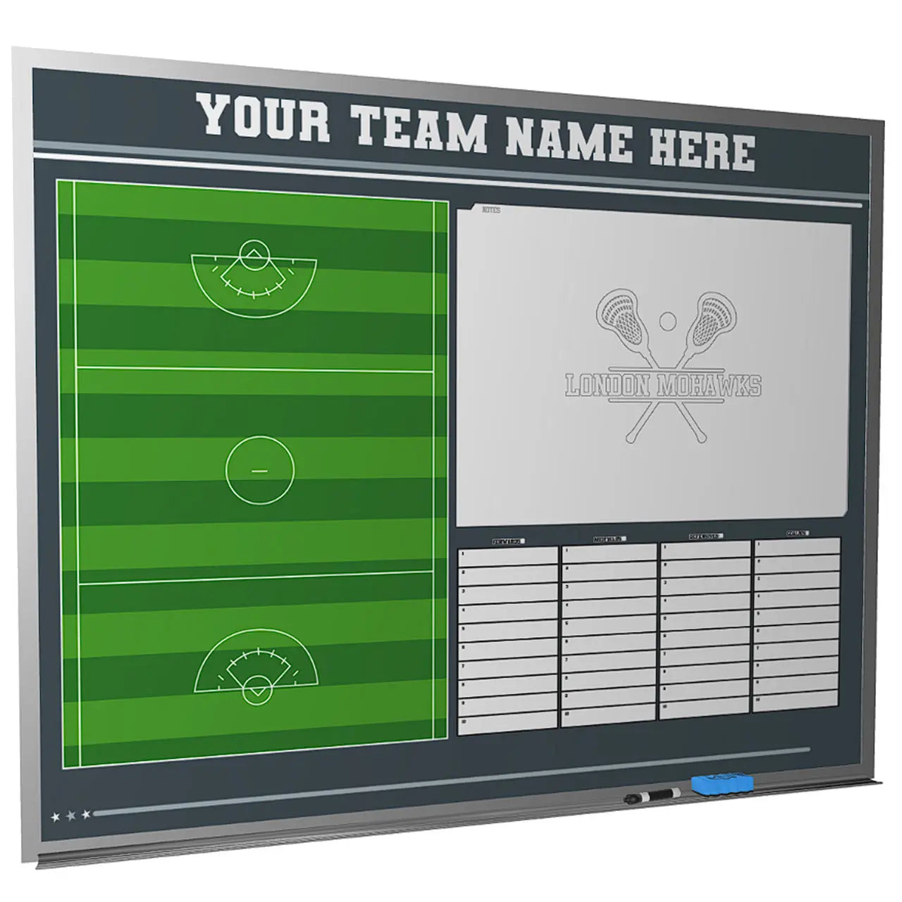 Custom lacrosse magnetic whiteboard locker room wall mounted