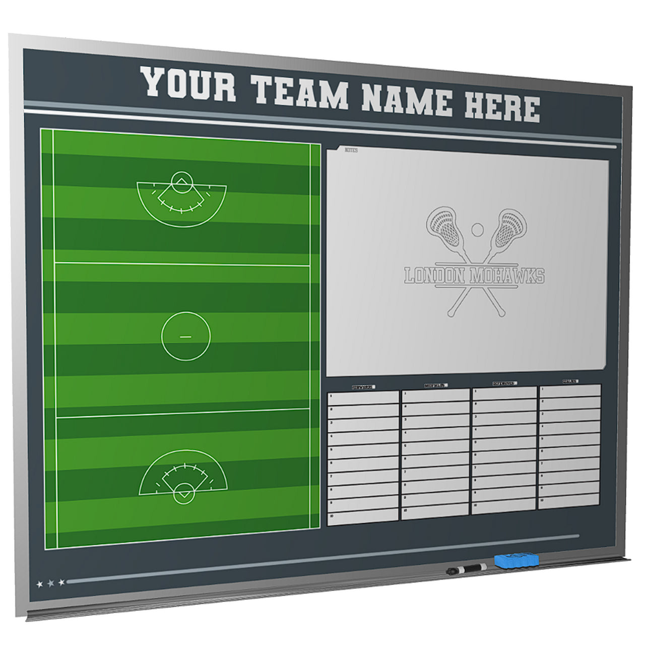 Custom lacrosse magnetic whiteboard locker room wall mounted