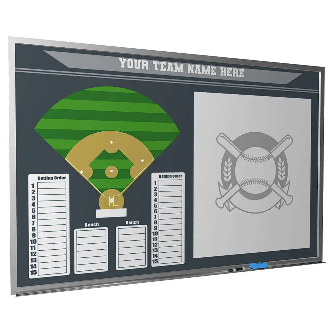 Baseball-Softball Wall Mounted Locker Room Magnetic Whiteboard HoopsKing