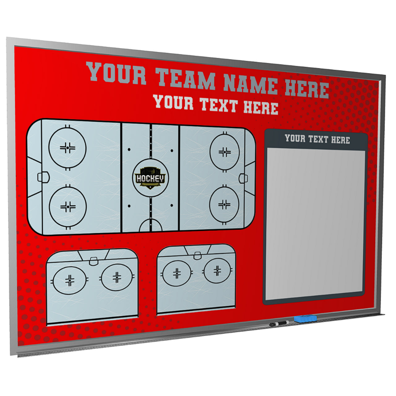 Custom magnetic ice hockey dry erase whiteboard locker room