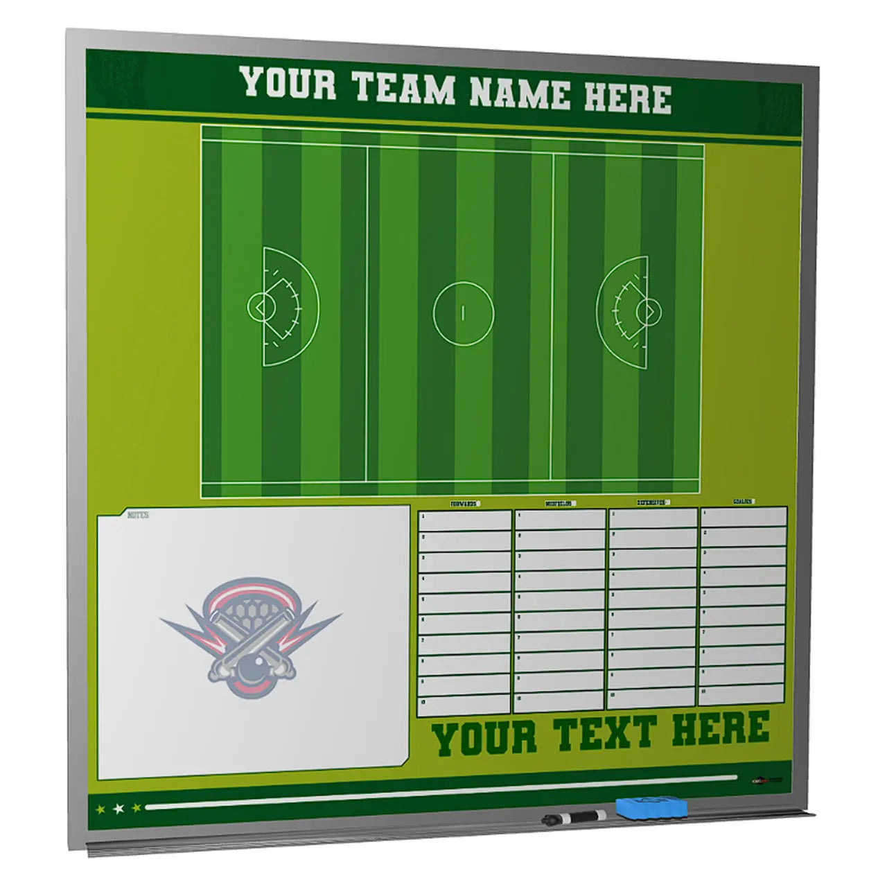Custom lacrosse magnetic whiteboard locker room wall mounted
