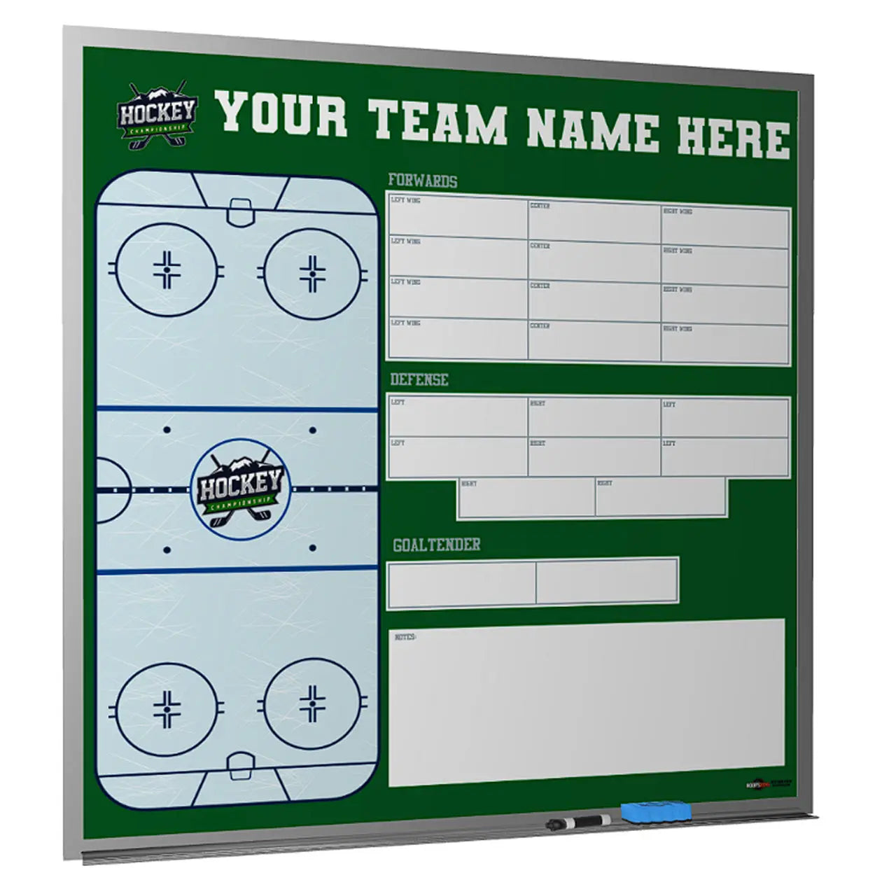 Custom magnetic ice hockey dry erase whiteboard locker room