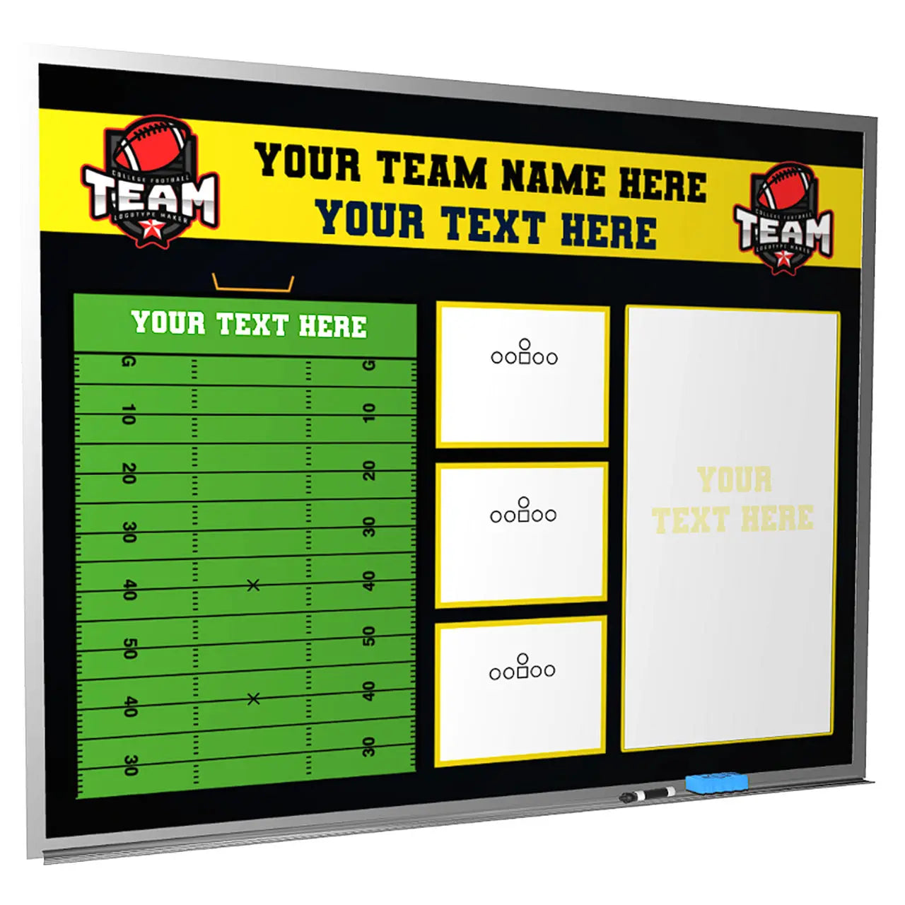 Football Wall Mounted Locker Room Magnetic Whiteboard HoopsKing