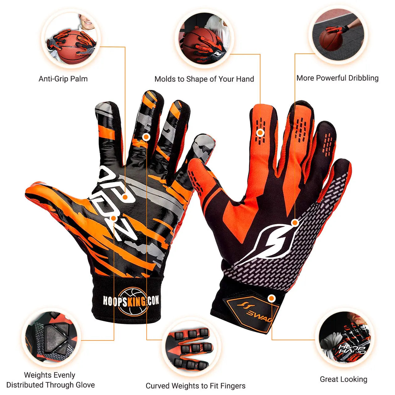 basketball handschuhe Hoop Handz Weighted Basketball Anti-Grip Training Gloves, Extra Large