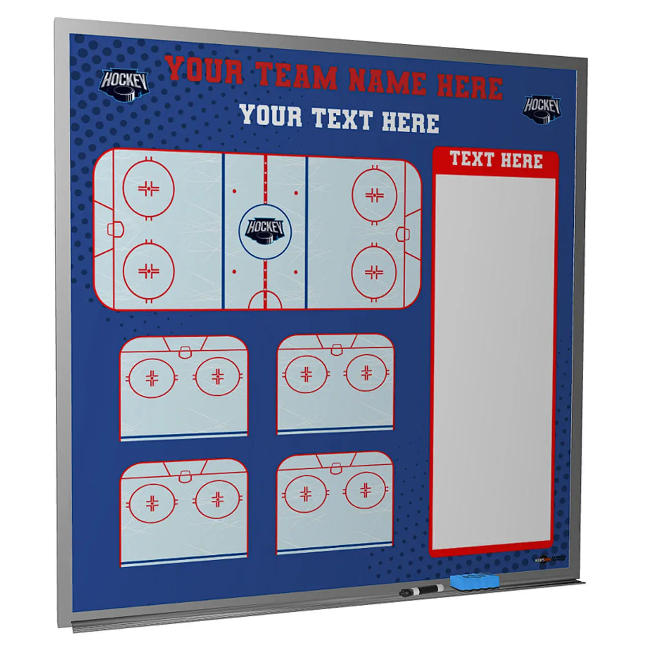 Custom magnetic ice hockey dry erase whiteboard locker room