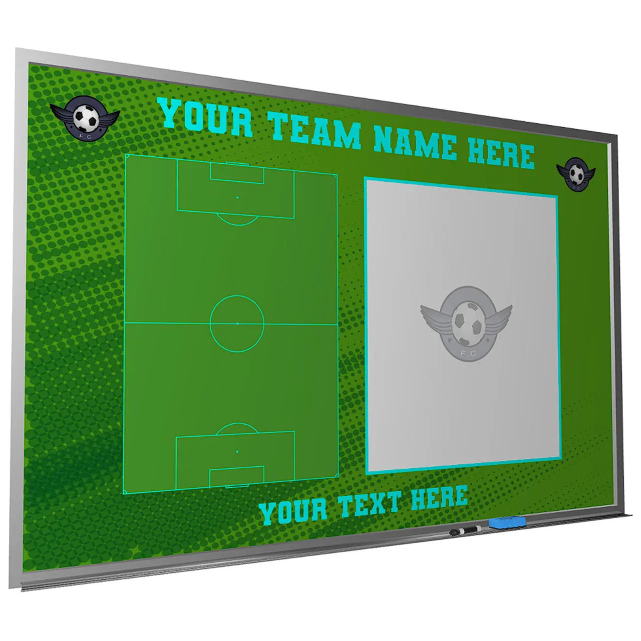 Custom Soccer Magnetic Whiteboard Locker Room Dry Erase 6 x 4 Feet