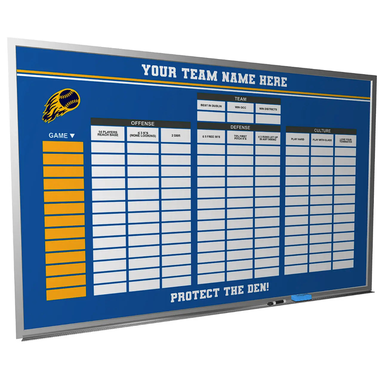 custom baseball softball whiteboard locker room magnetic