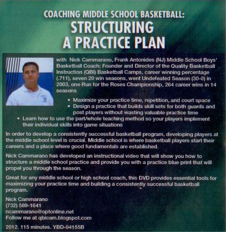 (Rental)-COACHING MIDDLE SCHOOL BASKETBALL: STRUCTURING A PRACTICE PLAN (CAMMARANO)