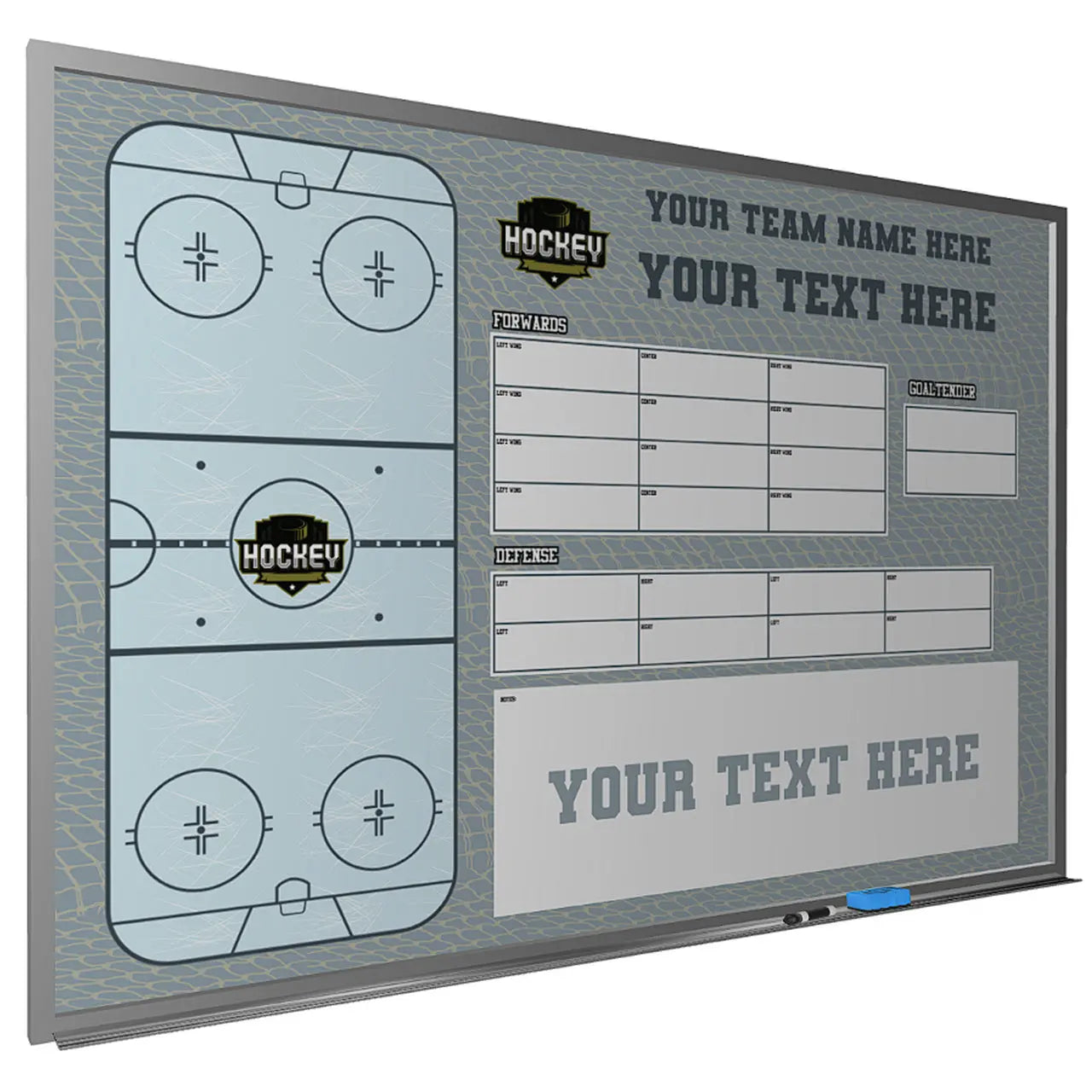 Custom magnetic ice hockey dry erase whiteboard locker room